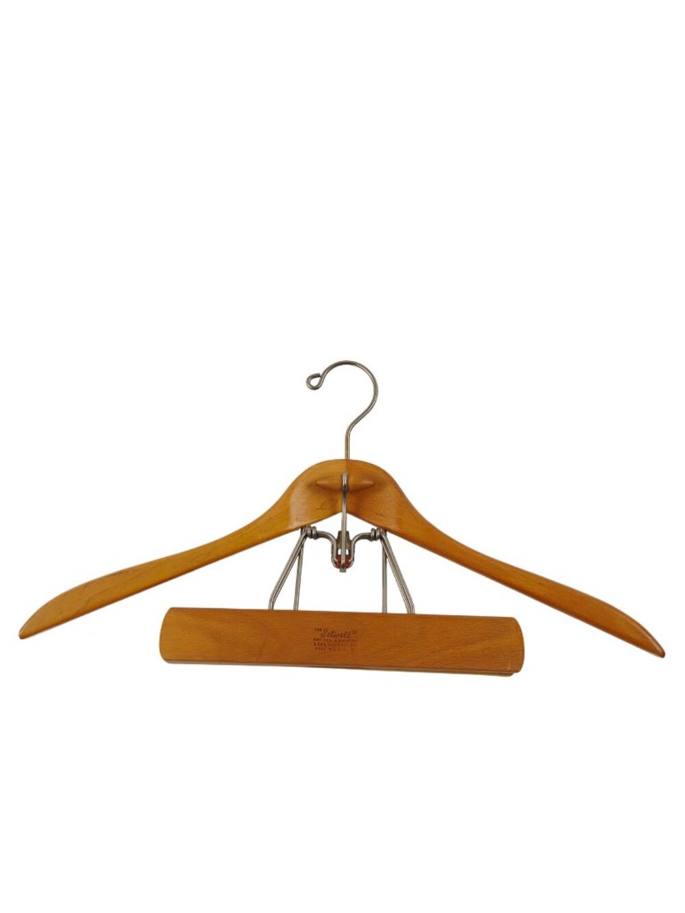 Setwell Wooden Suit Hanger Pants Trouser Clamp USA Vintage 18 in Heavy Duty